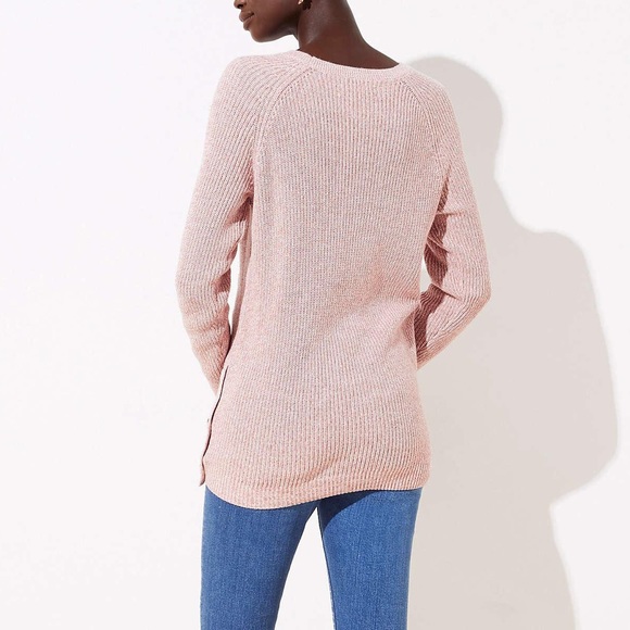 Loft Pink Side Button Tunic Sweater - Picture 3 of 3